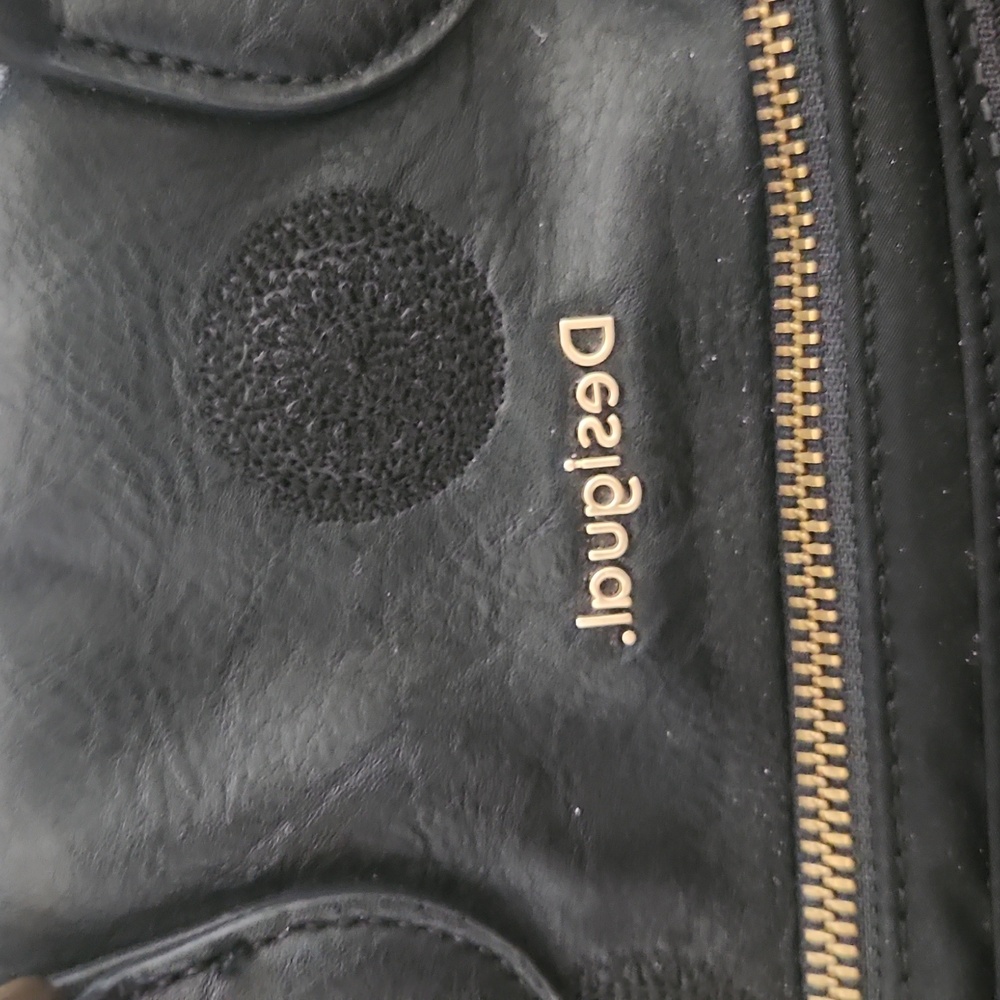 Desigual Black Satchel with Gold Accents - Picture 2 of 6